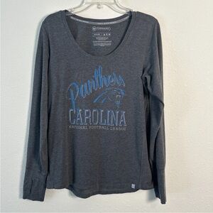 Carolina Panthers '47 Brand Women's Med Forward Rush Long Sleeve Shirt Gray NFL